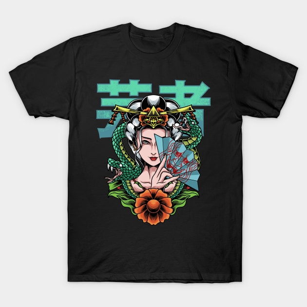 SERPENT GEISHA T-Shirt by OXVIANART